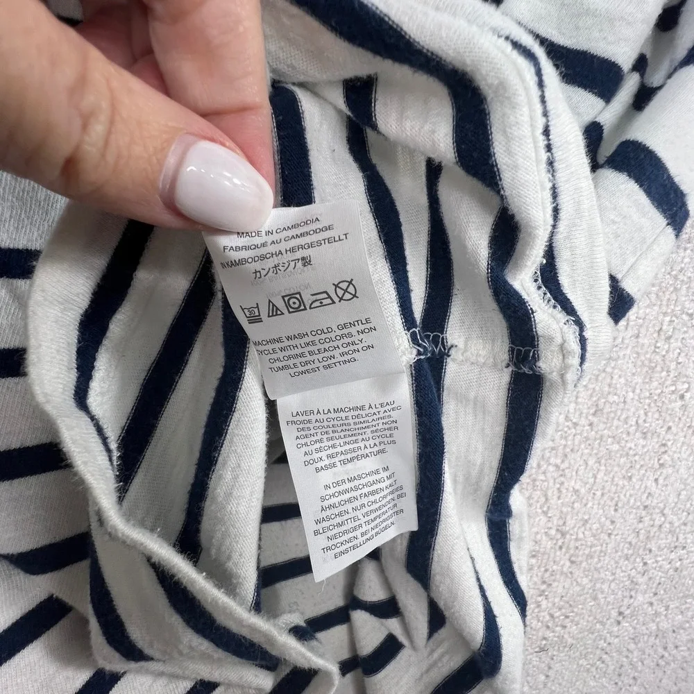 J.Crew Womens Striped Short Sleeve Knit T-Shirt Navy‎ White Large